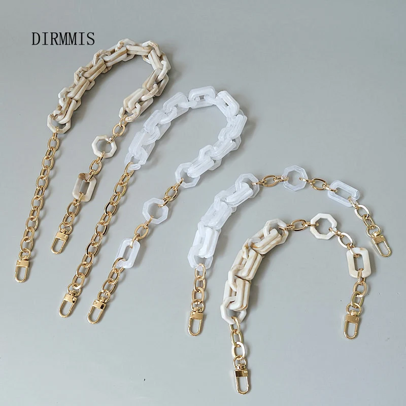 

New Woman Bag Accessory Solid White Beige Acrylic Resin Square Parts Handcrafted Wristband Women Replacement Bag Handle Chain