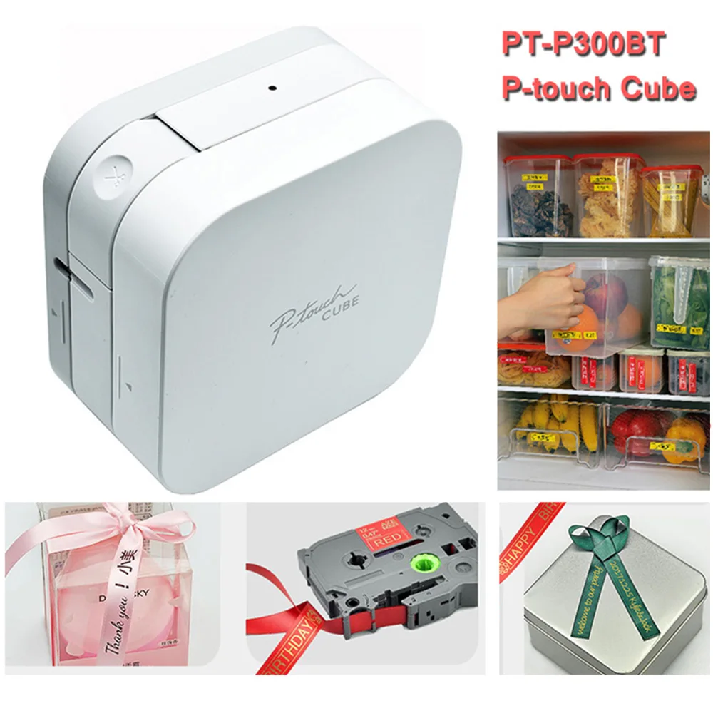 브라더 PT-P300BT P-터치 큐브 라벨 프린터, 블루투스 연결 라벨 메이커 타자기, 6mm, 9mm, 12mm 브라더 pt p300bt 테이프