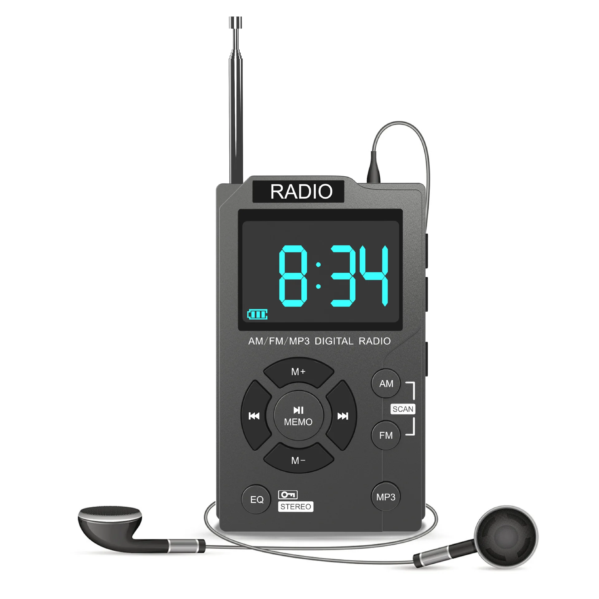 Radio portátil FM AM de doble banda estéreo, Mini receptor de