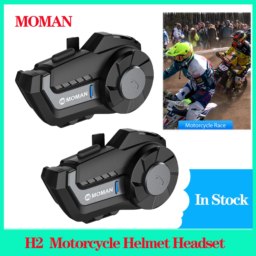 Moman H2 Auricolare Per Casco Da Moto Compatibile Con Bluetooth Cuffie Per Casco Da Bici Senza Fili Citofono Videoregistratore Wifi Impermeabile