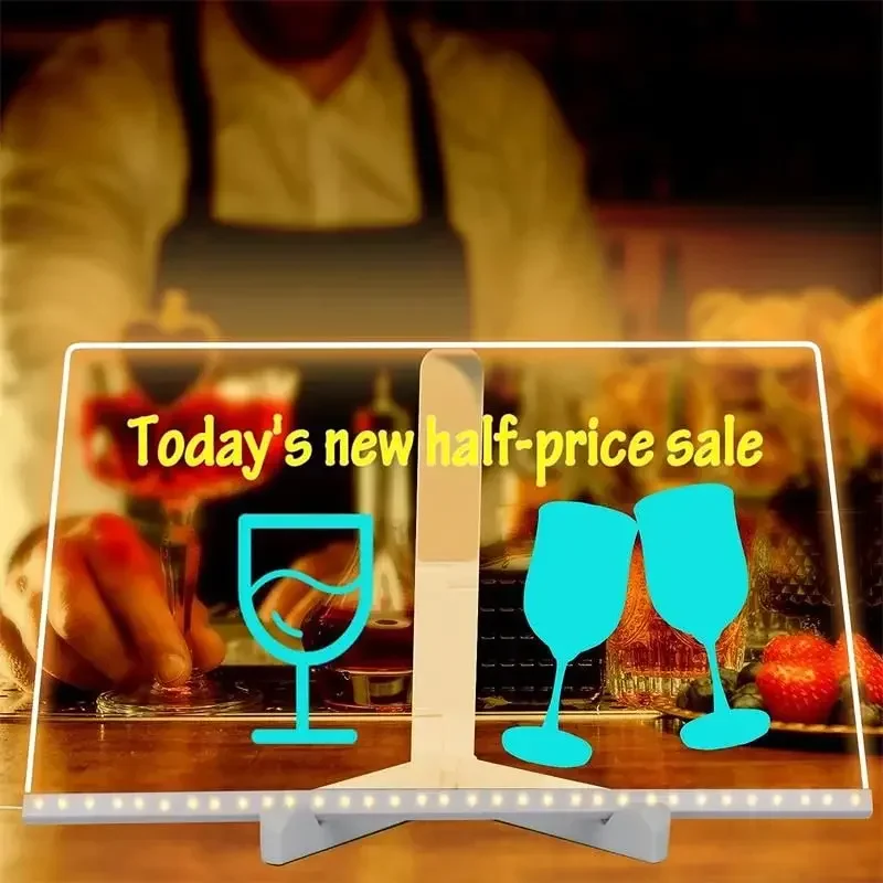 LED Drawing Board LED Note Board with Colors LED Letter Message Board Note Glas With 7 Colorful Pens