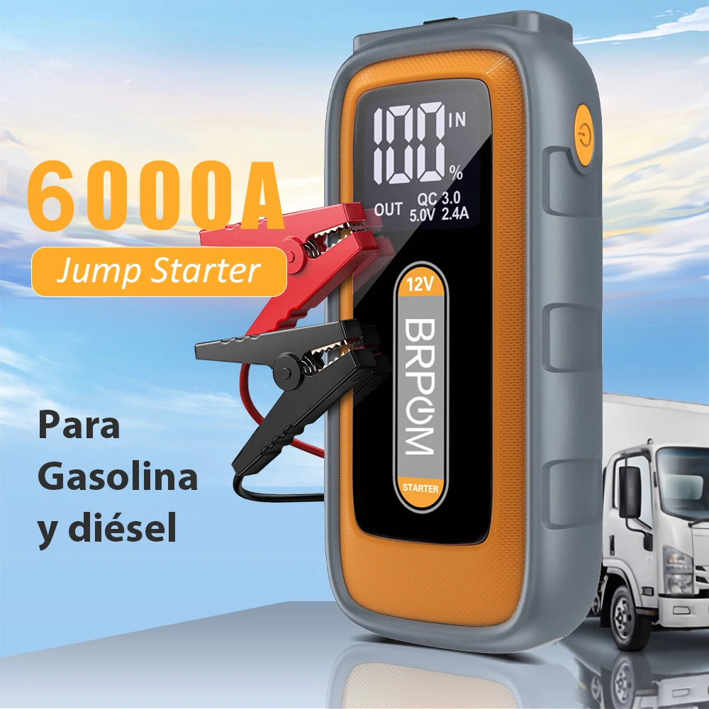 6000A Car Jump Starter Peak 12V 26800mAh Automatic Portable Battery Pack with Smart Jumper Cable and LED Light car jump starter,jump starter