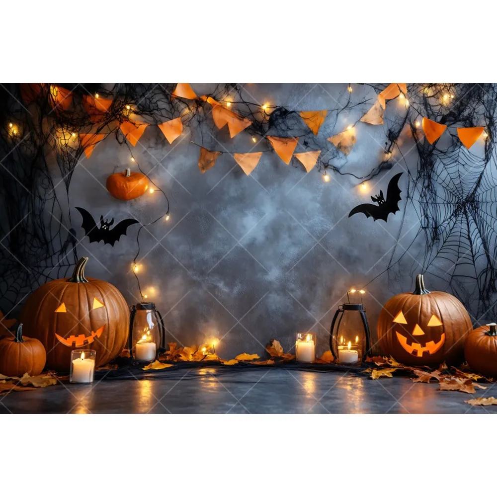 Halloween Castle Backdrop Scary Graveyard Pumpkin Lantern Photography Background Full Moon Night Kids Family Party Decorations Photo Props