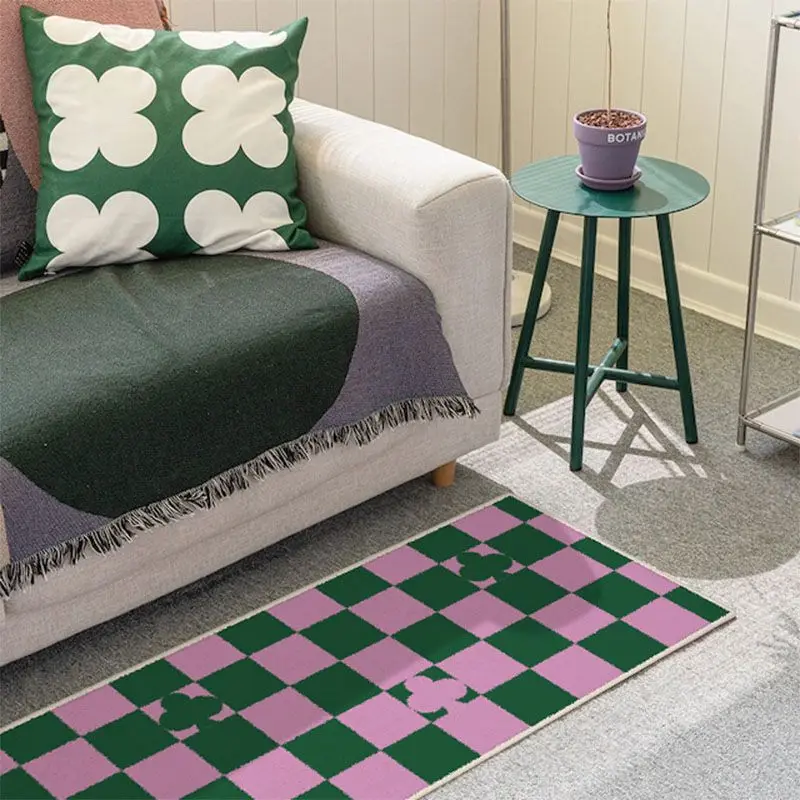 

Lattice Rug Bathroom Toilet Mat Trend Plush Soft Rug Anti-slip Faul Wool Furry Carpet Bedside Living Room Absorbent Non-Slip Mat