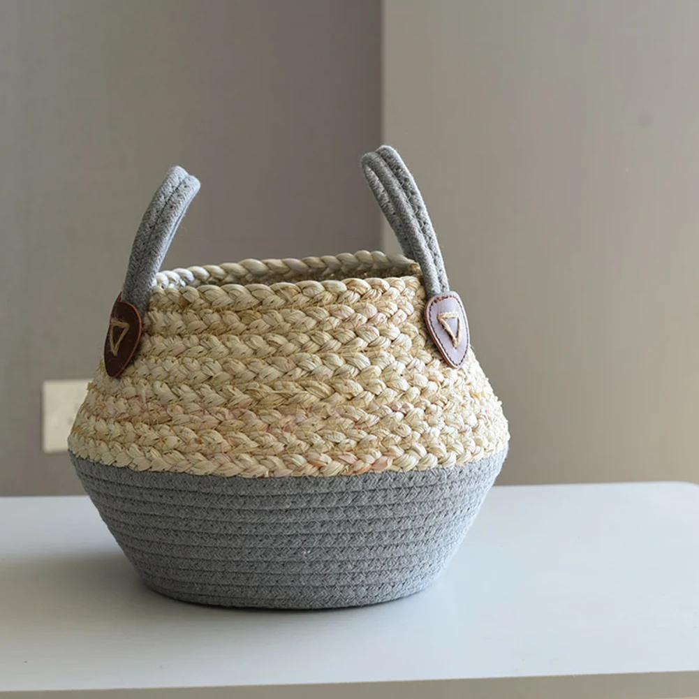 

Household Straw Weaving Flowerpot With Handle Wear Resistant Flower Baskets For Home Garden