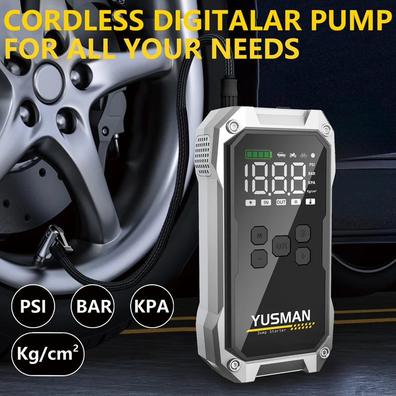 Portable Tire Inflator Car Jump Starter Air Pump Outdoor Multifunctional Emergency Power and Air Pump with EVA Bag