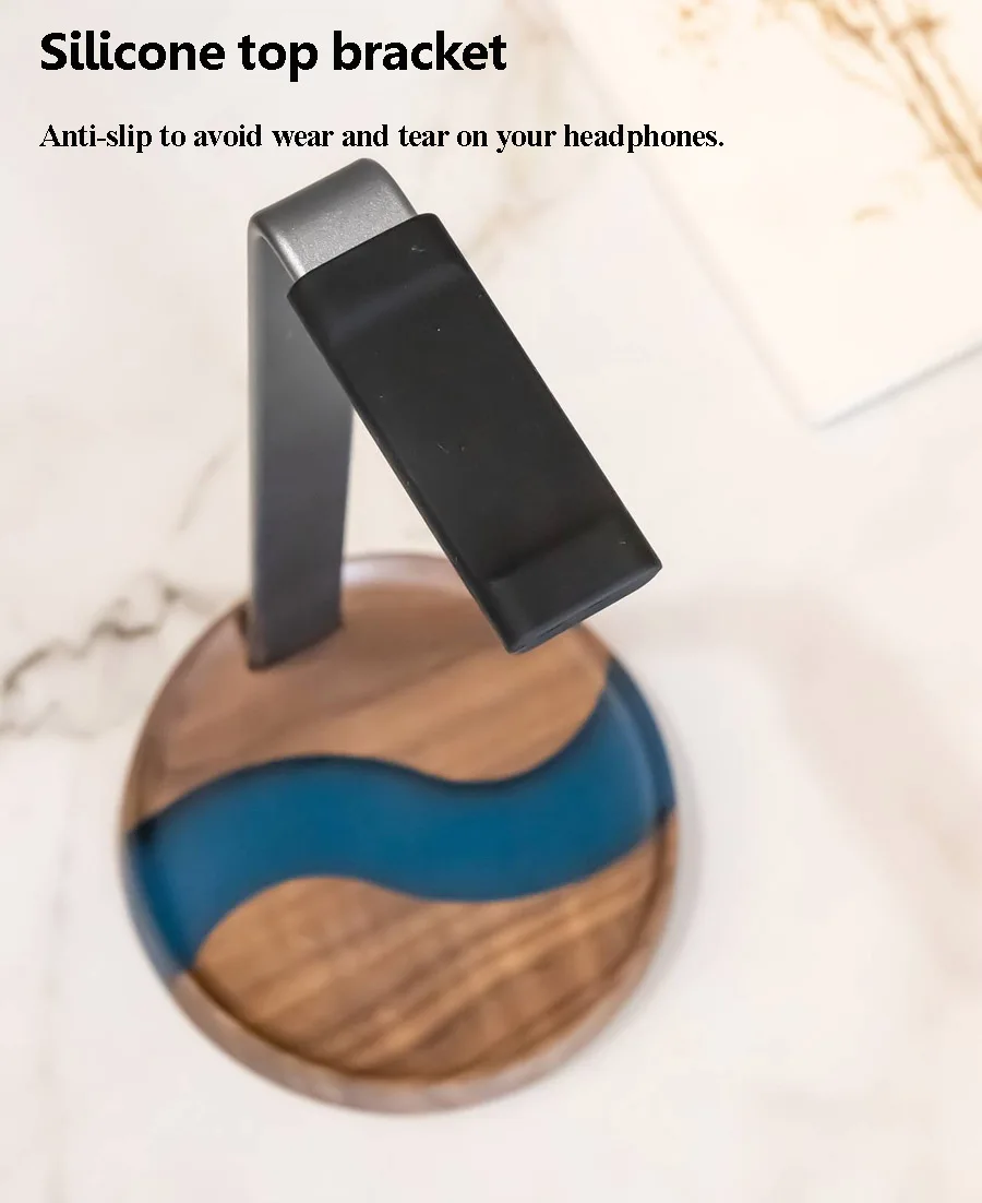 Portable Detachable Headphones Stand Walnut Wood Aluminum Alloy Gaming Headsets Bracket for Airpods Max Desktop Display Shelf