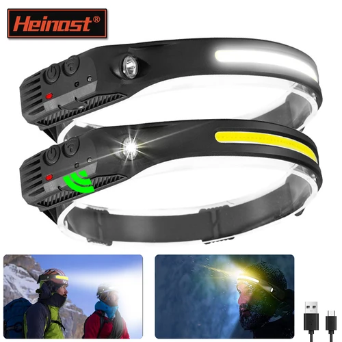 센서 헤드램프 COB LED 헤드 램프 손전등, USB 충전식 헤드 토치, 5 가지 조명 모드, 내장 배터리 헤드 라이트 리뷰 가격 추천 순위 비교