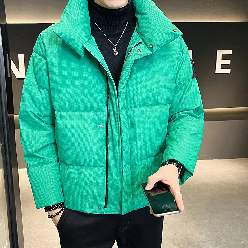 

2022 Men's Winter Warm Solid Color Parkas Fashion Zipper Coats 2022 Korean Man Thicken Casual Down Jackets Outwear Streetwear