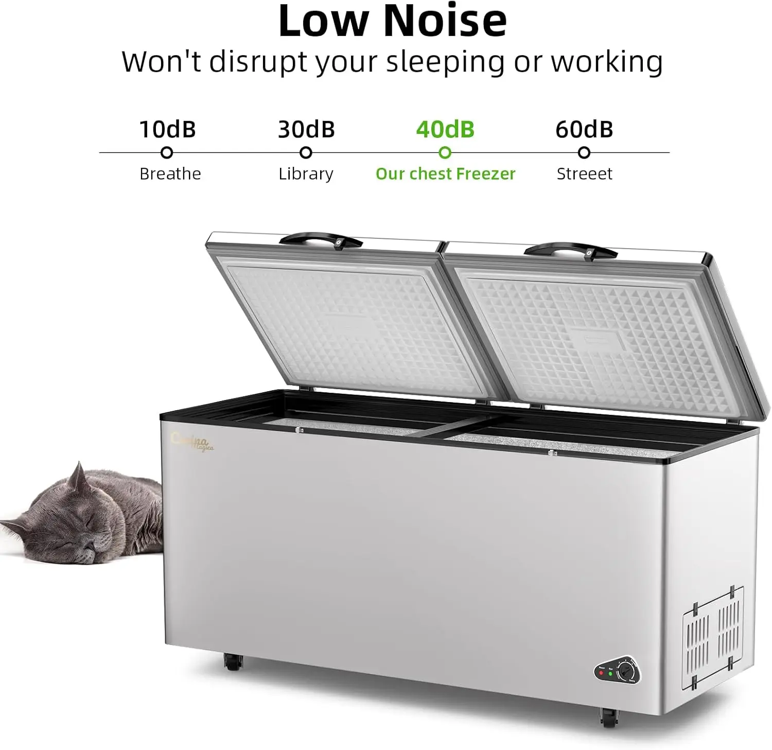 Ft Chest Freezer - Large Commerical Deep Freezer with Removable Baskets - Top Open Door Compact Freezer w/Adjustable Temperature 6