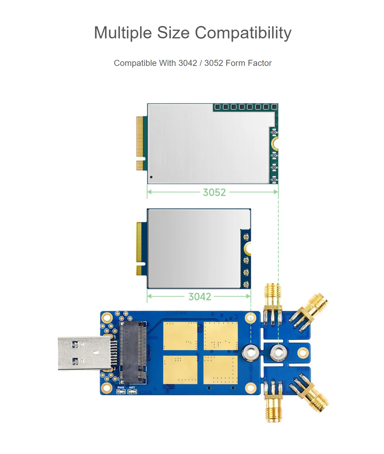 Módulo Dongle Antenas Quad Usb 3.1 Port Dissipador de Alumínio Liga Interface M.2 Chave b 5g - Imagem 2