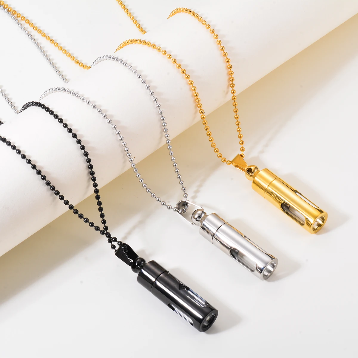 Women Men Necklaces Stainless Steel Glass Collect Sand Flower Open Bottle Memorial Pendant Necklace Cremation Urn Jewelry 2