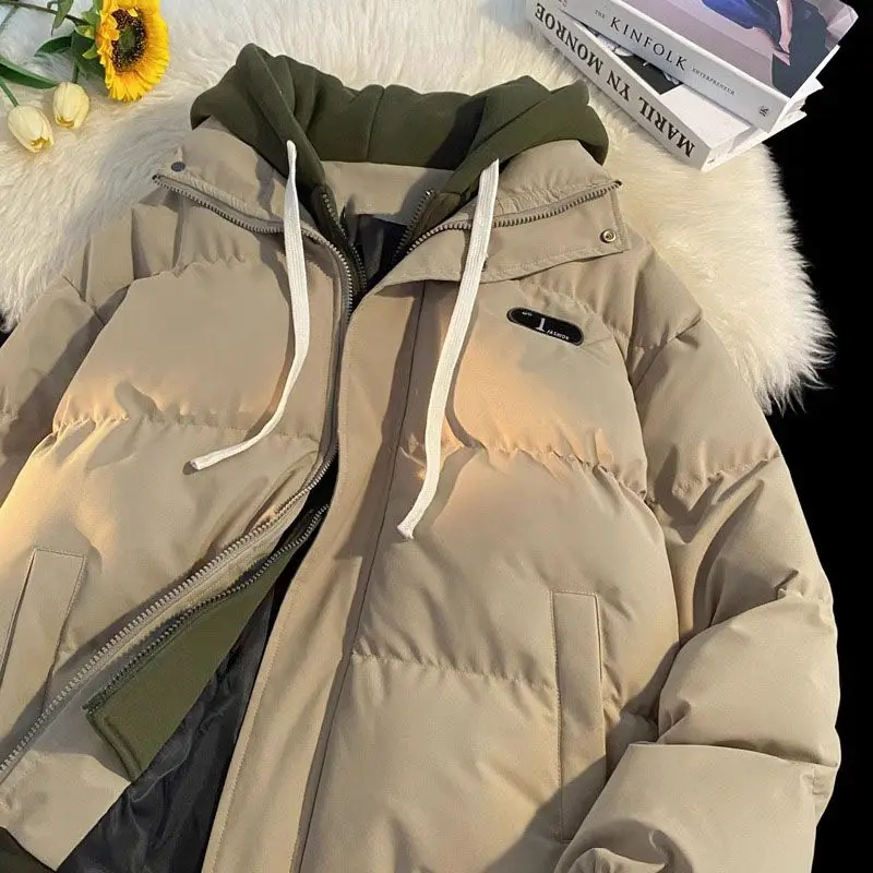 Hooded Padded Coat - Women Winter Jacket With Zipper Contrast & Thick Cotton
