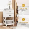 Tall Nightstand, White Side Table with Drawers and Open Shelf Below, Bedside Table with Solid Feet 4