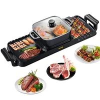 VEVOR 2in1 Electric BBQ Pan Grill Hot Pot 2400W Multifunction Home Portable Smokeless Nonstick Detachable Hot Pot Barbecue Plate 1