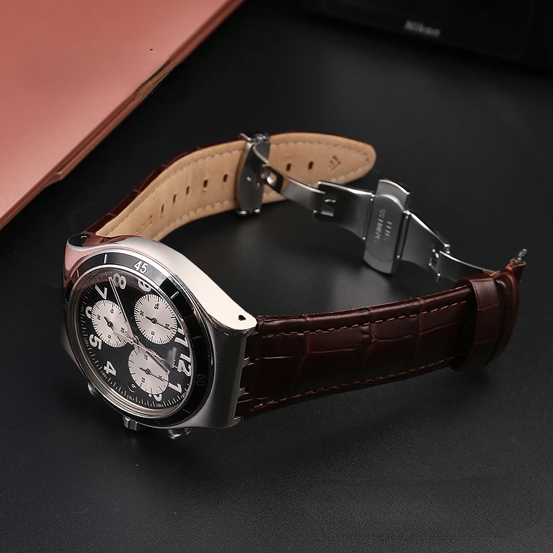 Bracelet De Montre En Cuir Véritable Pour Hublot Big Bang - Cuir De Vache Noir Et Marron 26x19mm Avec Outils