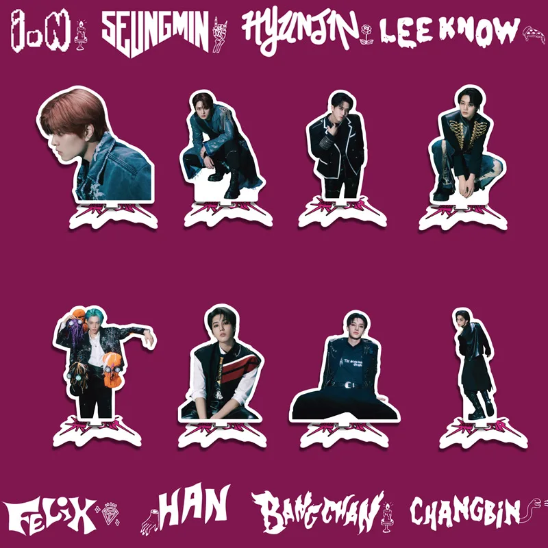 

KPOP Stray Kids 2024 Season" s Greetingsc Stand-up Figure Albums Photo Felix IN HyunJin SeungMin HAN Standing Sign Desk Ornament