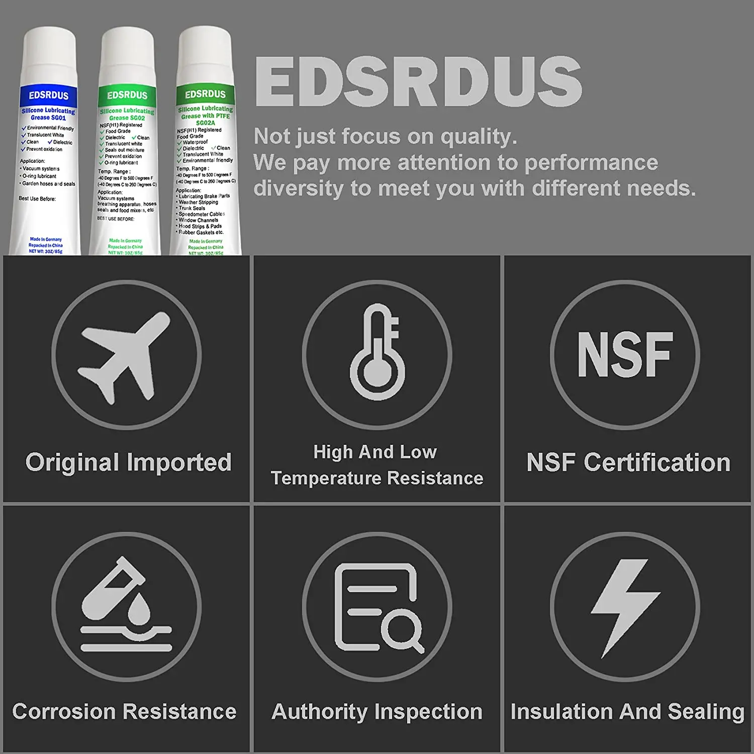 Edsrdus SG02 USDA H1 Food Grade Silicone Grease Multi Functional O-Ring Lubricant Dielectric Seals Faucet Kitchen Appliances silicone grease lubricant