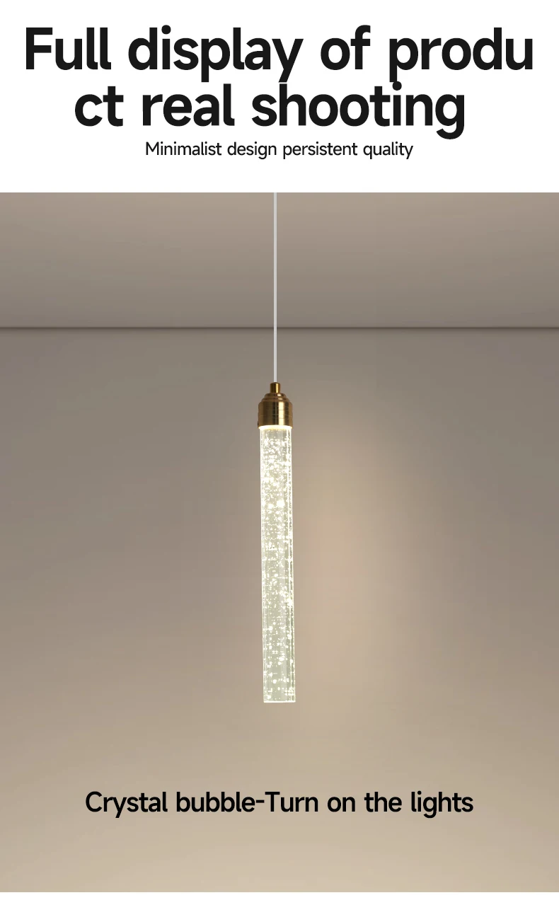Luxury Crystal Pendant Light - Modern Gold Hanging Lamp for Living Room Bedroom Dining Room Decor