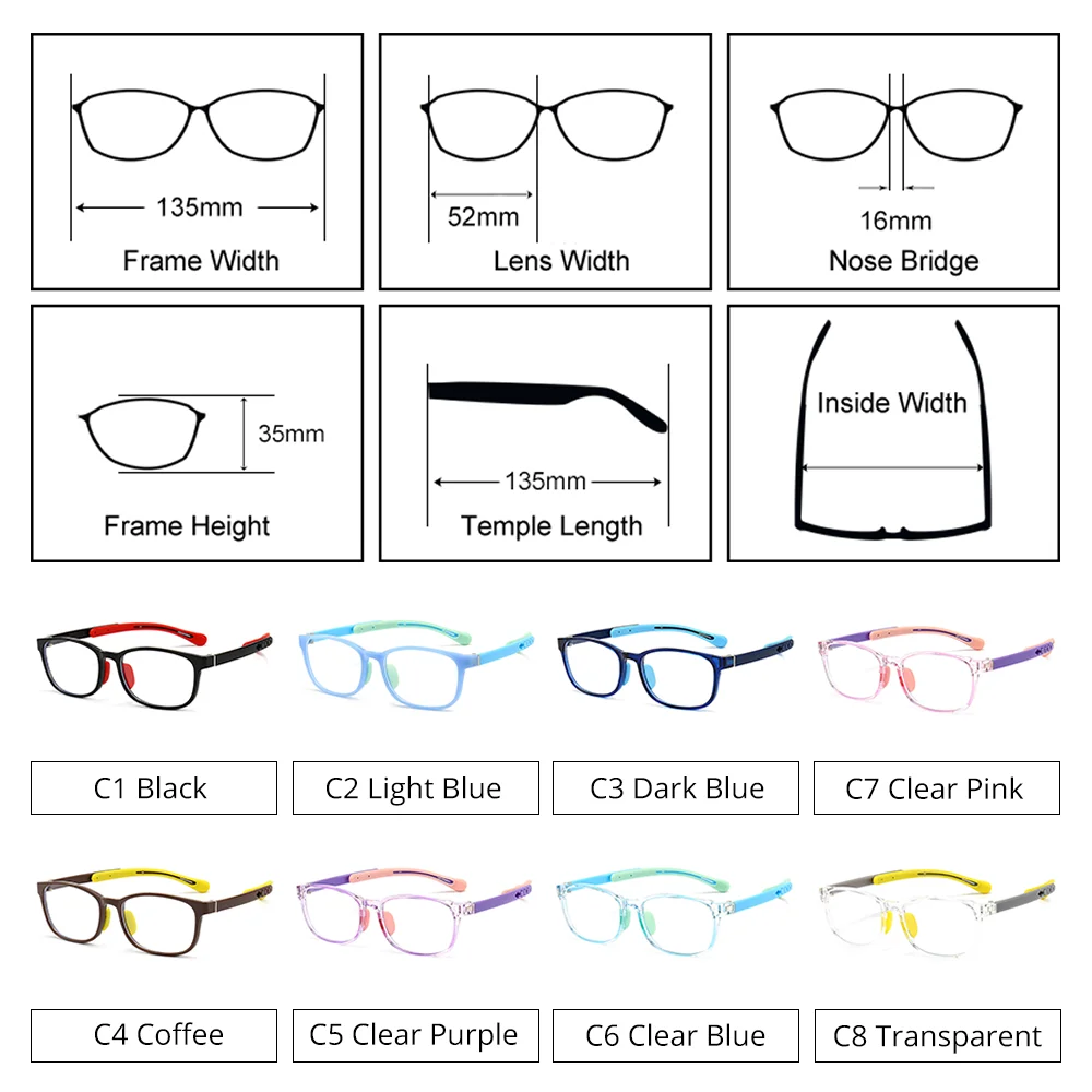 Ultra-light Flexible Kids Glasses Frames Boy Girl Square Anti Blue Light Clear Eyeglass Medical Prescription 0 Diopter Glasses anti blue light glasses kids glasses optical spectacle frames