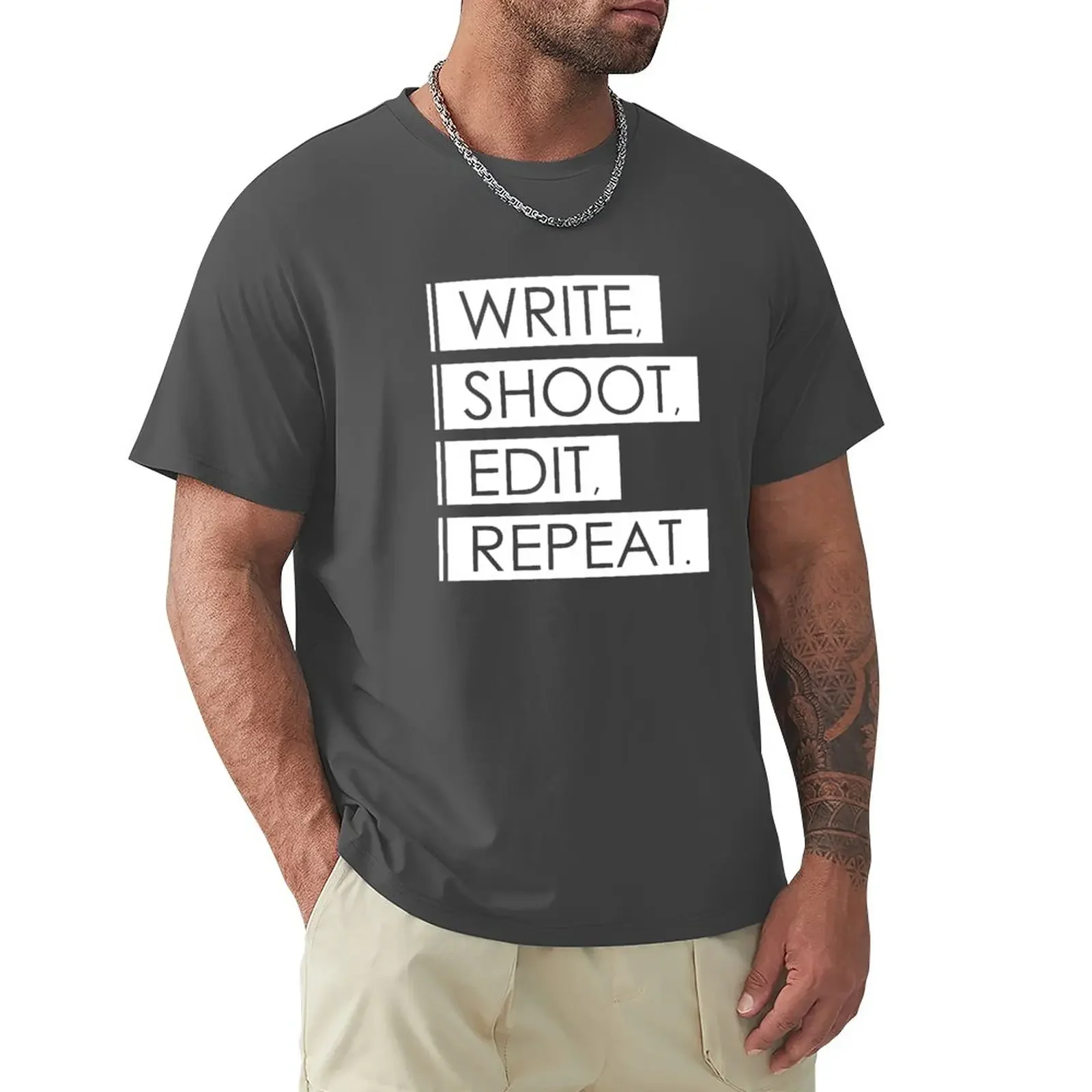 

Write, Shoot, Edit, Repeat. T-Shirt anime anime clothes kawaii clothes mens t shirt