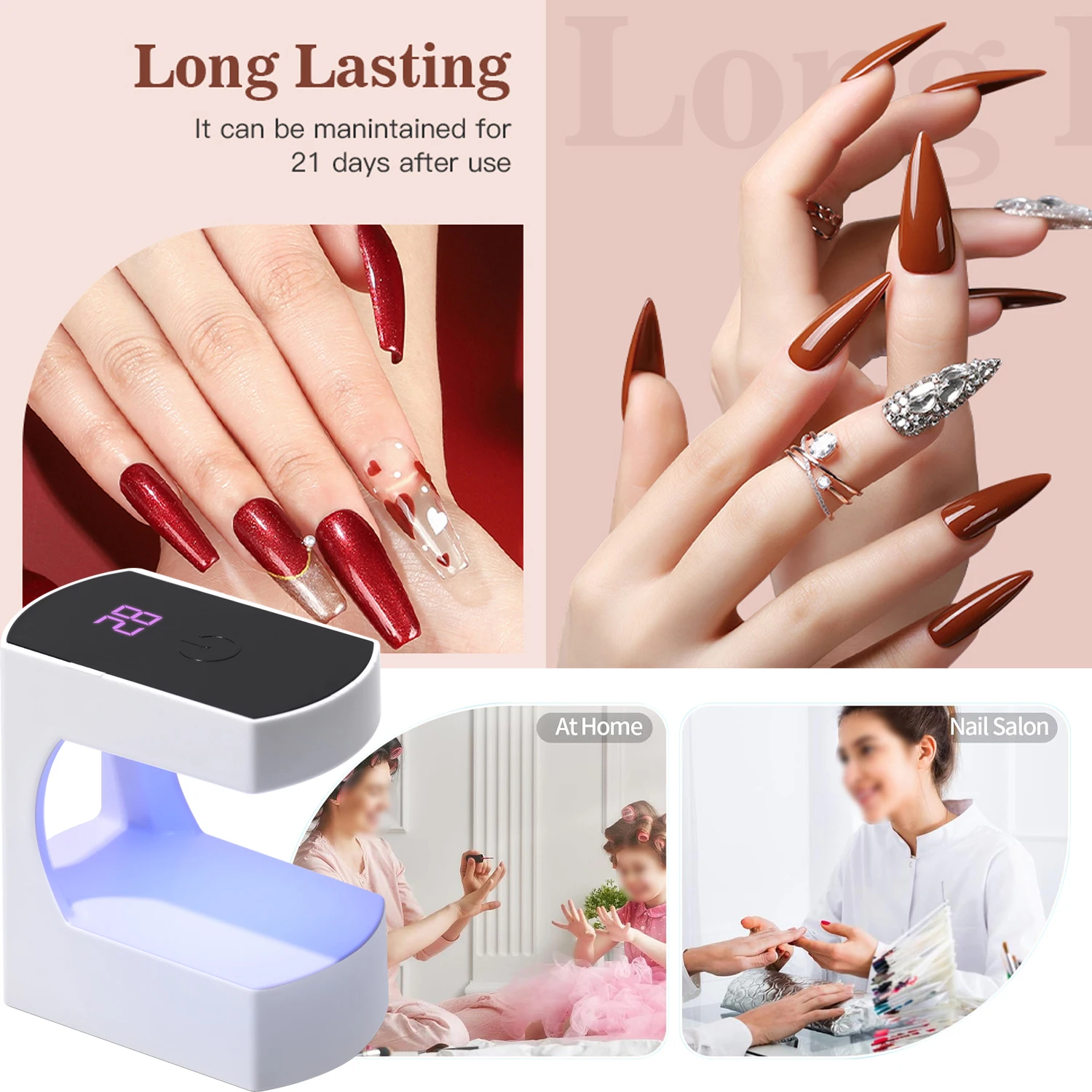 LULAA Portable Nail Uv Machine Gel Manicure UV Lamp LED Mini Nail Light Portable Fast Easy Nail Extension Manicure UV Lamp 6