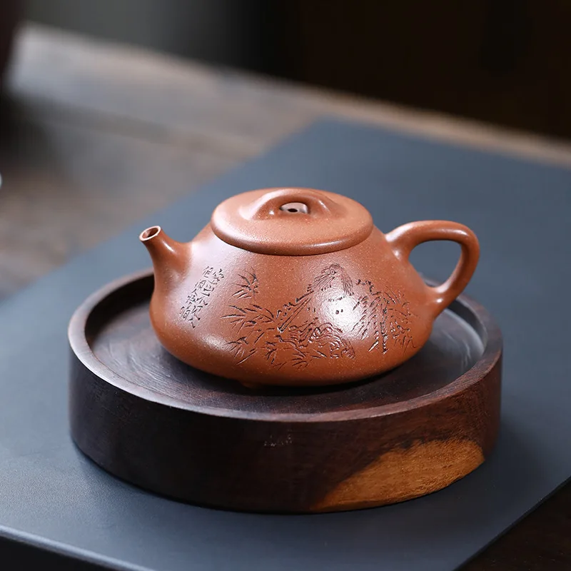 

170ml High-end Chinese Yixing Purple Clay Teapot Beauty Kettle Famous Handmade Stone Scoop Tea Pot Raw Ore Zisha Tea Set Teaware