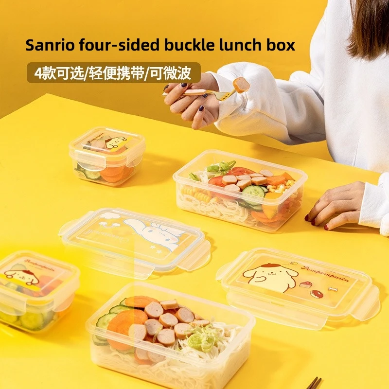 

Sanrio Four-sided Buckle Fruit Lunch Box Kuromi Melody Can Be Microwaved for Travel Picnic Lunch Box for Office Workers