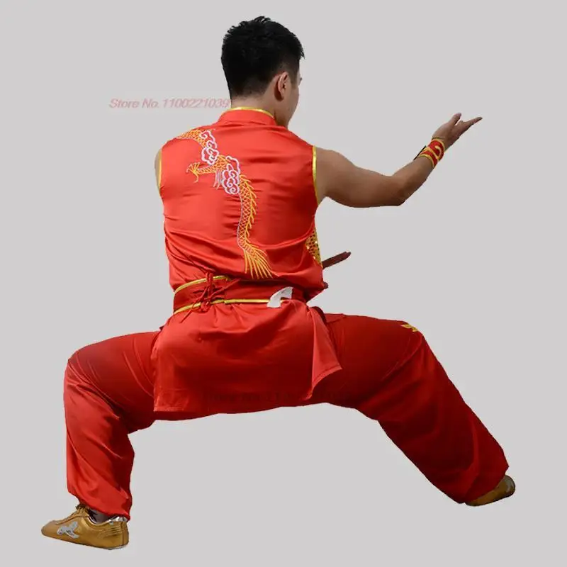 Traditional Chinese Vintage Set National Dragon Embroidery Kung Fu Wushu Set Taiji Uniform Martial Arts Performance Clothes tai chi clothing,chinese traditional costume