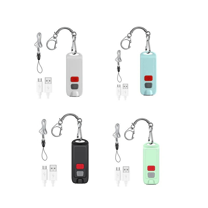 

NEW-Safe Personal Alarm Rope Alarm Mini Self Defence Keychain 130DB Security Alarms With LED Flashlights For Women
