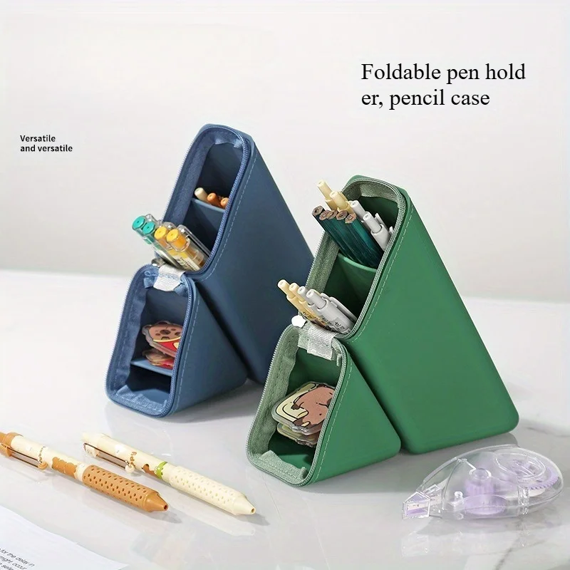 Silicone Waterproof Foldable Pencil Holder - Large Capacity Multifunctional Stationery Organizer