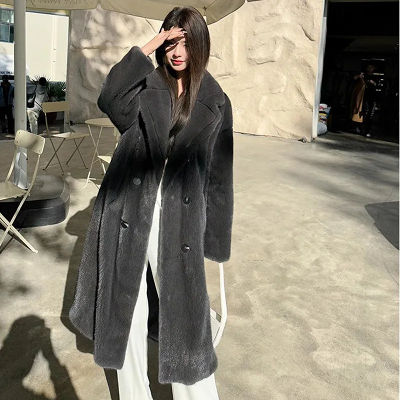 Autumn Winter Long Fur Coat Women Windbreak Fluffy Jacket Luxury Brand Thickened Warm Faux Fur Coat Plus Size Women's Clothing