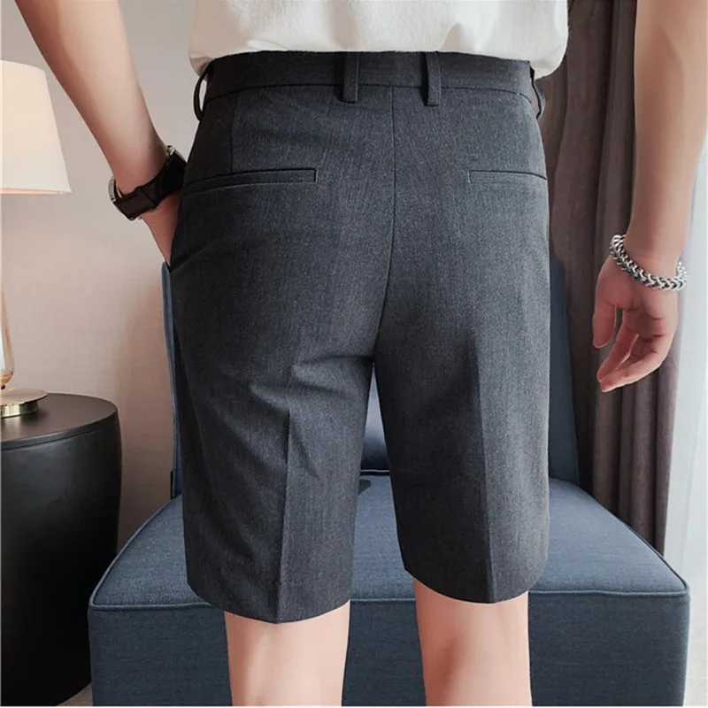 28-38 Men's Slim Casual Shorts Men Summer New Social Business Fashion Solid Color Wedding Thin Short Male luxury Brand Clothing