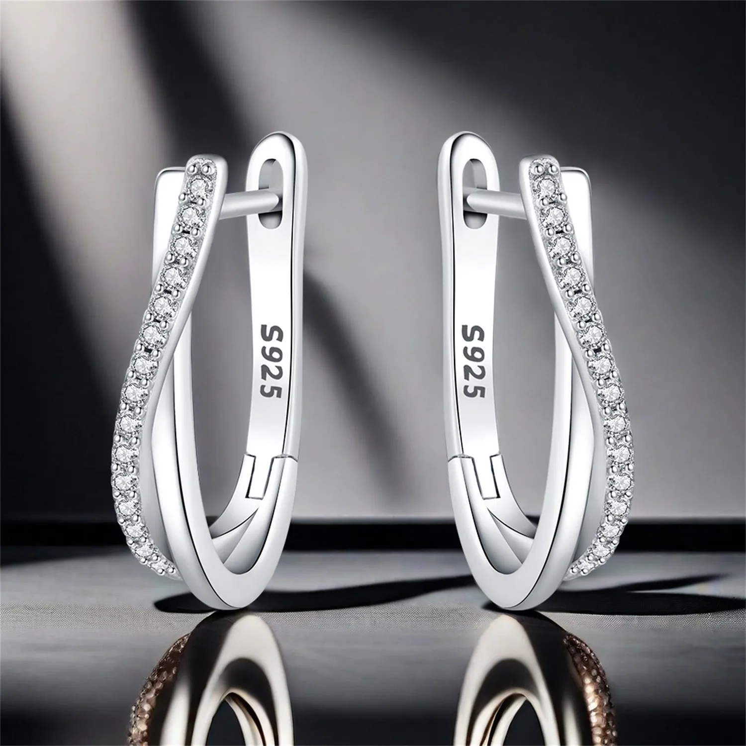 Silver Earrings 925 Sterling Silver Star Twisted Line Earrings Jewelry Versatile Hoop Earrings For Women Jewelry Fine Birthday Party Gifts