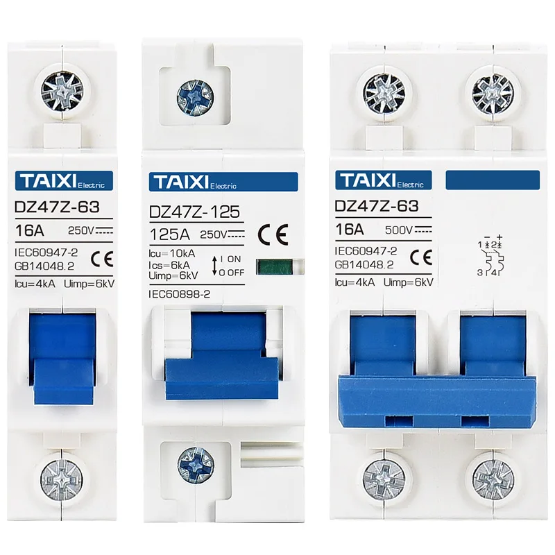 TAIXI Solar fotovoltaico interruttore di circuito DC interruttore fotovoltaico MCB DC250V 500V 1000V 16A 32A 40A 50A 63A interruttore aria 100A 125A - immagine 6