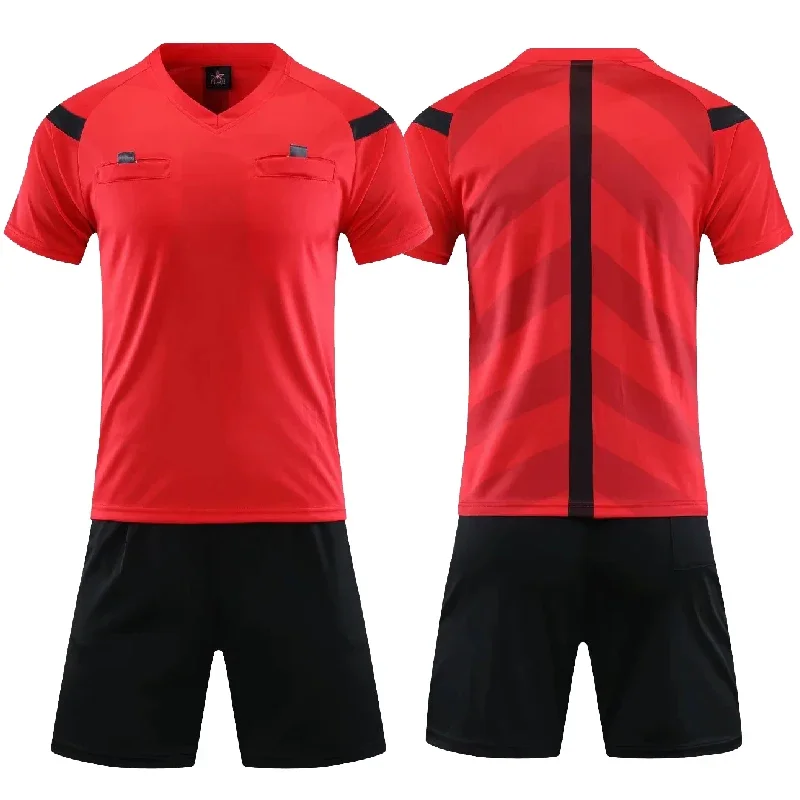 Professional Men Referee Uniforms Soccer Men Football Jerseys Shorts Shirts Suit Pocket Tracksuits V-neck Judge Sportswear view 3