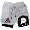 Anime Compression Shorts Breathable Running Sports Gym Workout Hunter X Hunter Performance Shorts with Pockets Summer Sportwaer 1
