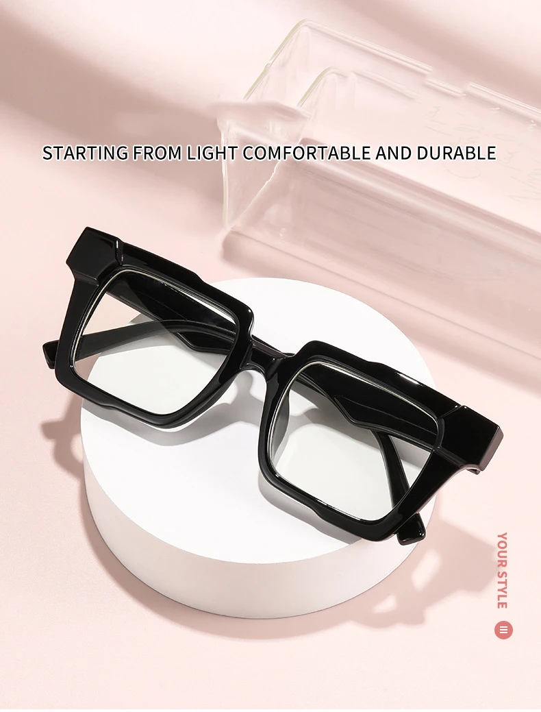 Lichtempfindlicher, farbwechselnder Spiegel, personalisierter, farbblockierender, flacher, heller Spiegel, Retro-Myopiebrille mit quadratischem Rahmen 6132 – Detail 1