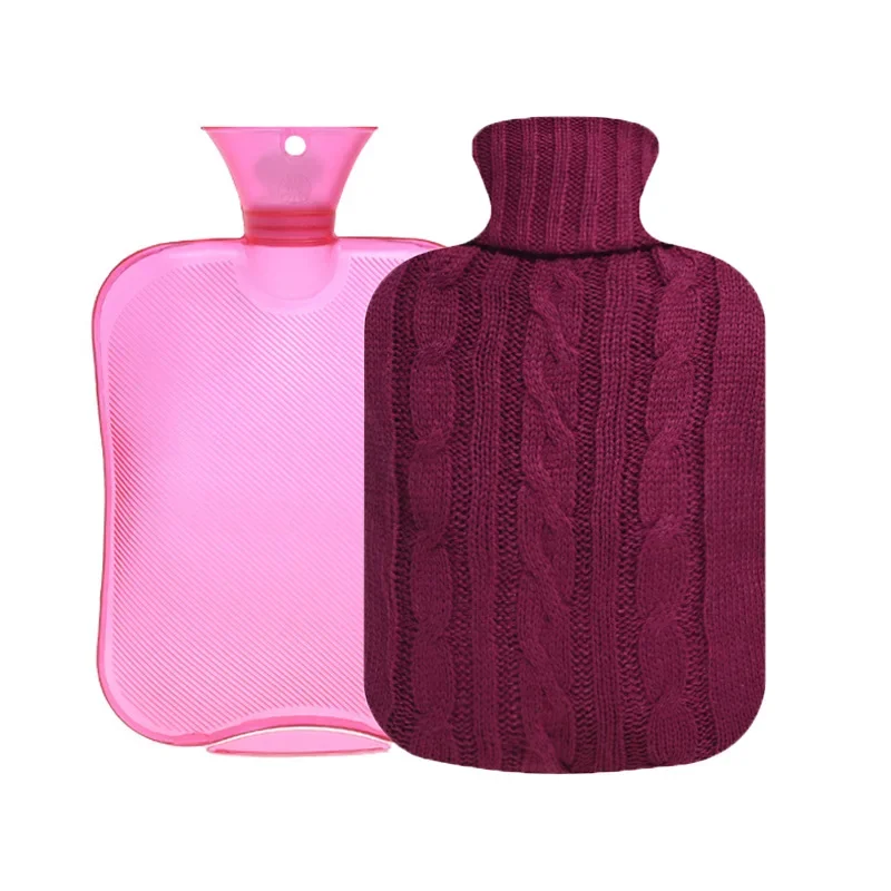 2000ml Hot Water Bag Injection Warm Water Bag Knitted Female Warm Belly Hot Compress Students Filling Water Thermos Bottle