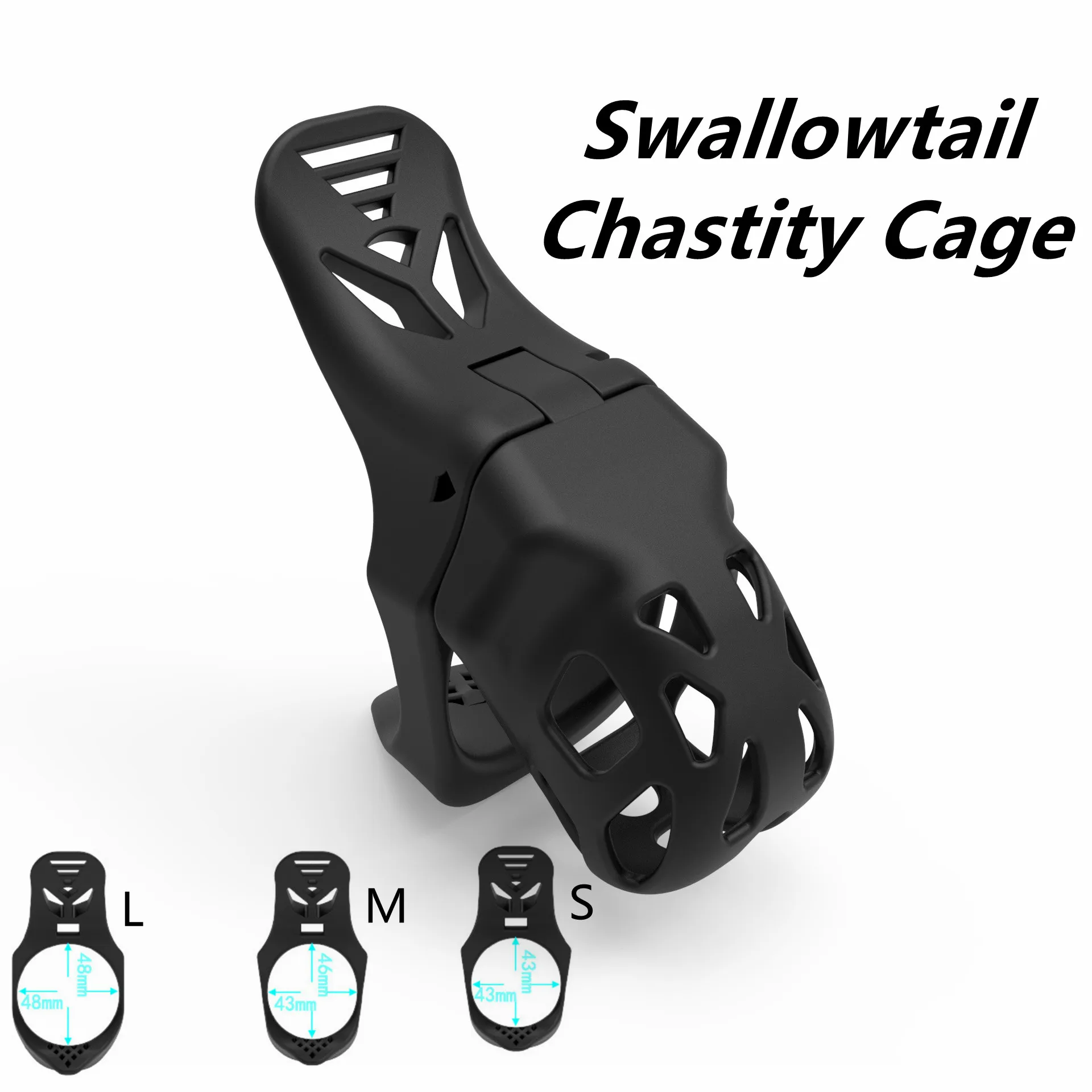 Penis chastity cage Swallowtail Chastity Cage 3 Size Rings White and Black Optional Lightweight Cock Devices for Man Gay