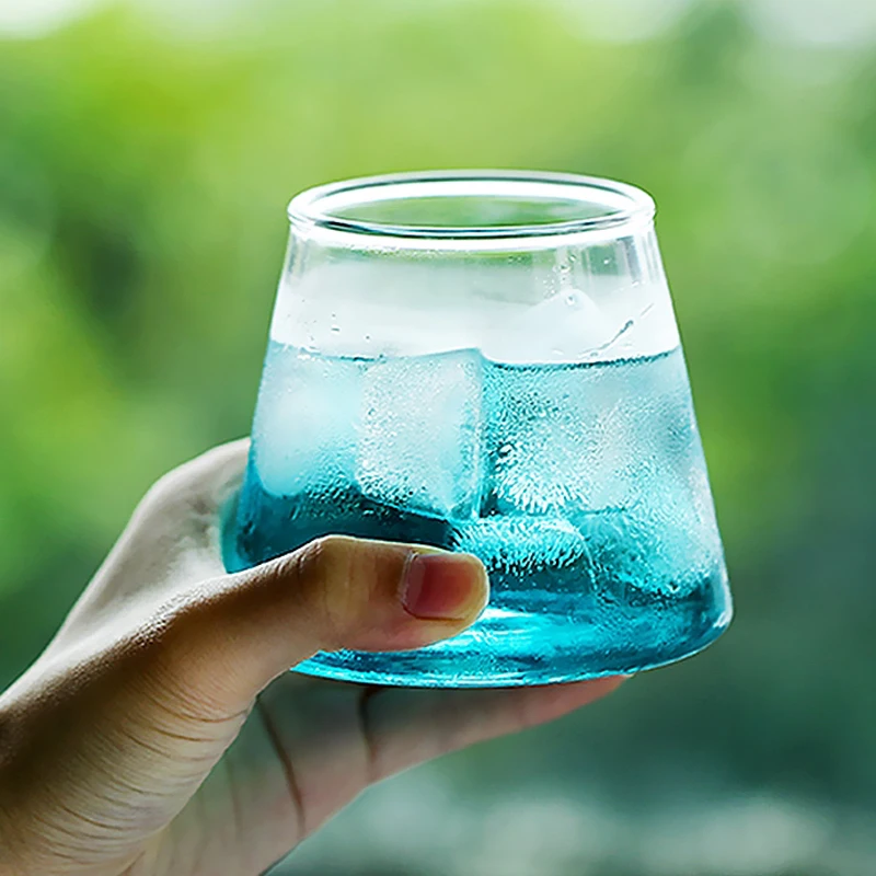 Japanese Glass Cup Juice Tea Wine Glass Creative Mountain Shape Water