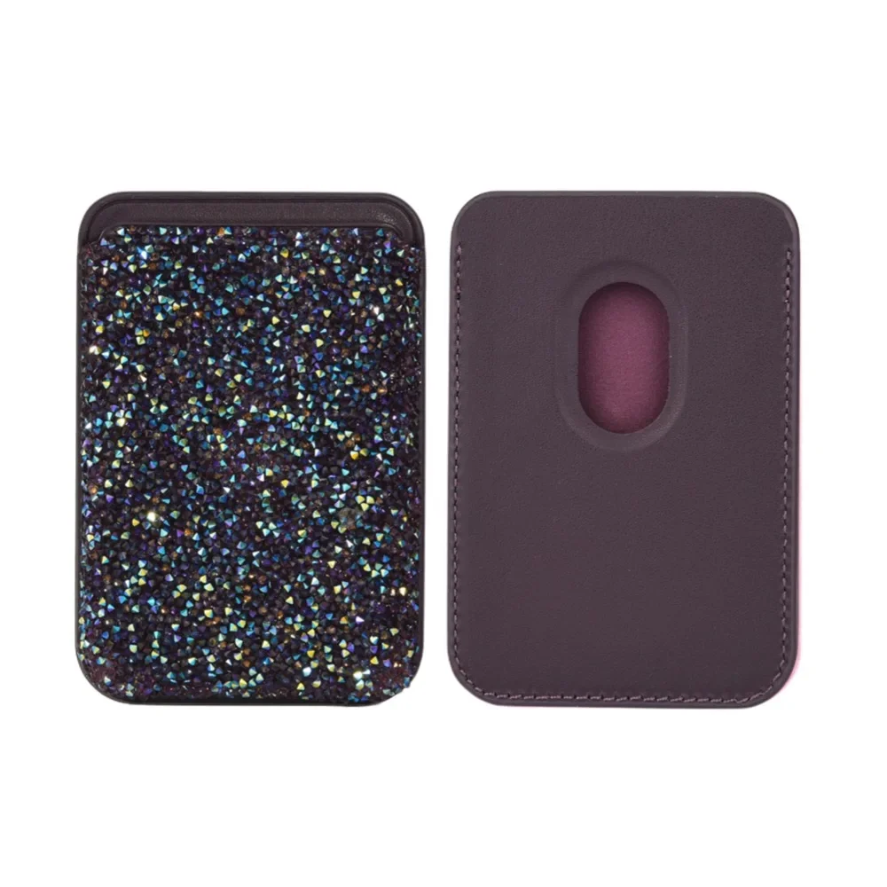 Luxury Diamond Magnetic Leather Wallet Card Holder Case