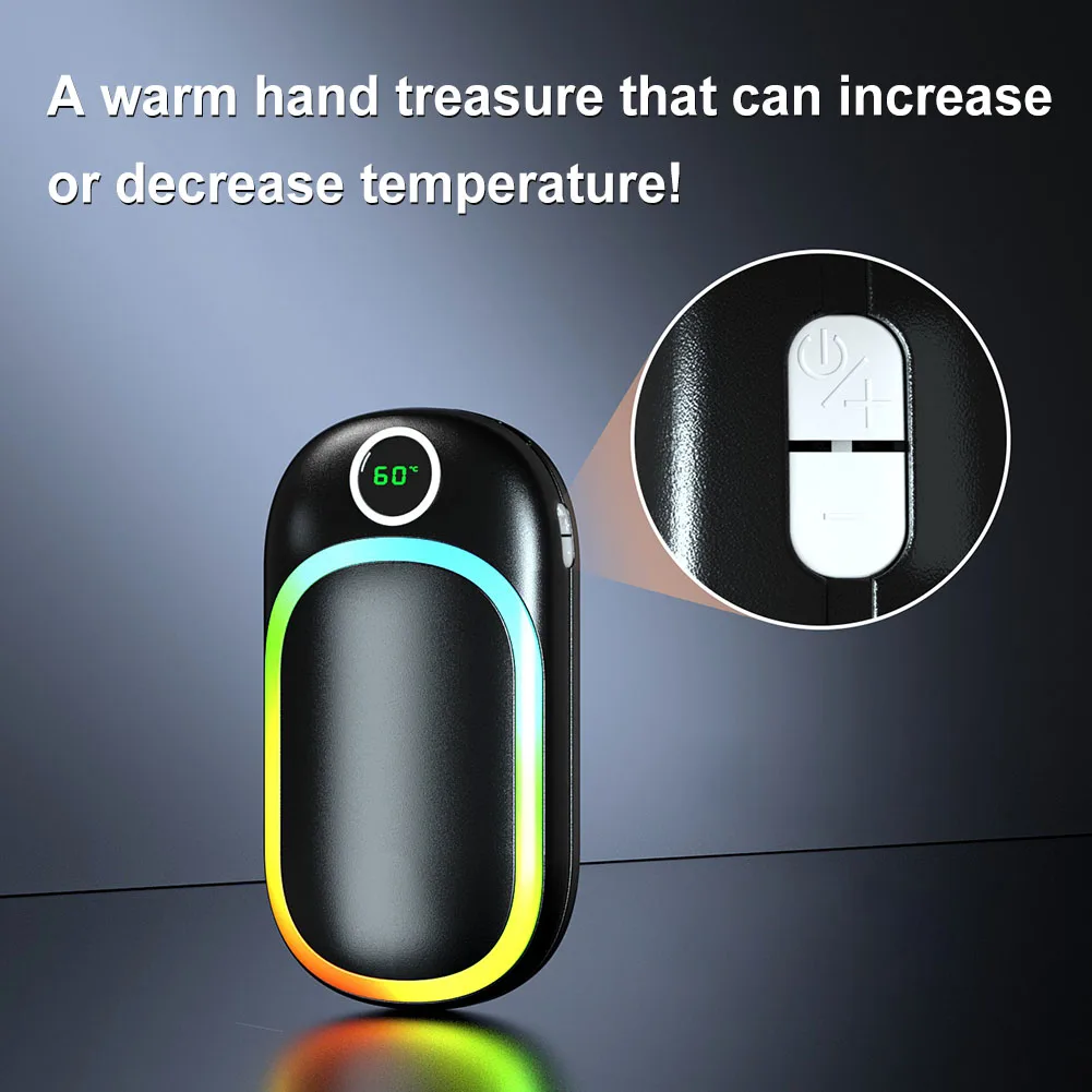 10000mAh USB Rechargeable Outdoor Hand Heater 12 Max Heating Time Hand Warmers Power Bank Warm Christmas Gift for Men Women Kids