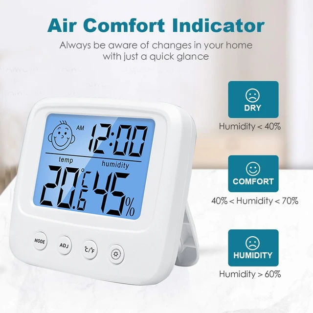 Higrómetro digital de 4 termómetro interior medidor de temperatura y  humedad indicador de monitor termómetro de habitación con retroiluminación