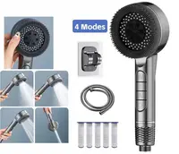 New 4 Modes Shower Head High Pressure Showerhead One-Key Stop Water Massage Shower Head With Filter Element Bathroom Accessories 1