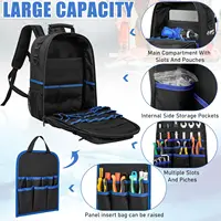 Sac à dos à outils, sac à outils robuste avec épaule rembourrée et organisateur d'outils amovible, sac à dos de travail résistant à l'eau, pour électriciens 2