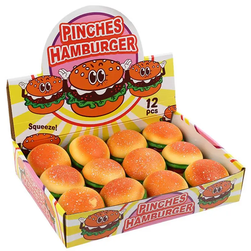 

Slow Rising Toy 12 Pcs/set Hamburger S Squeeze Bread Stress Relief Simulation Cute Food Hand Toy Stretchy Slow Rising Toys For