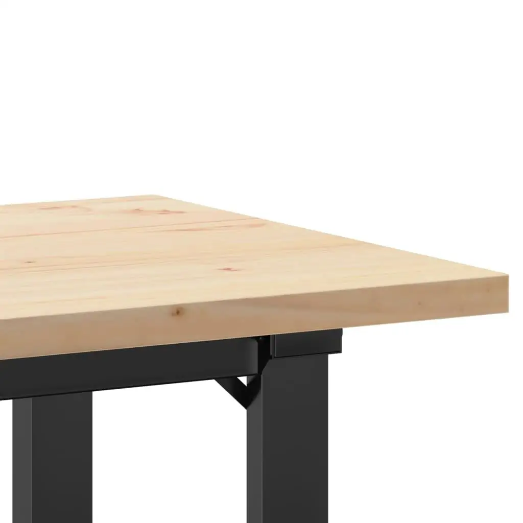 Modern Dining Table O-Frame Design 39.4x19.7x29.7 Solid Pine Wood Steel