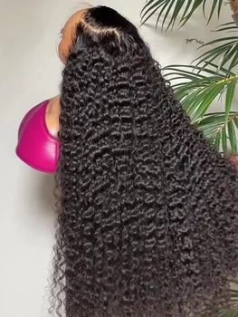 40 46 Inch Transparent 13x6 HD Deep Wave Frontal Wig 300 Density 13x4 360 Full Water Curly Human Hair Lace Front Wigs For Women 1
