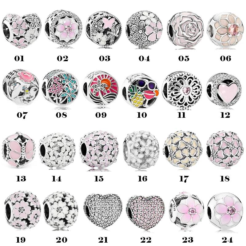 

925 Silver Pink Full Diamond Love Butterfly Fixed Clip Beads Suitable for Original Pandora Bracelet Jewelry Gifts